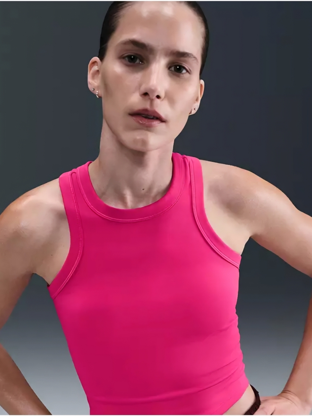 Nike One Fitted Dri-Fit Cropped Tank Top In Pink Rush, NWT